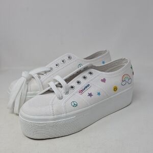 Superga Emoji Women's White Platform Sneakers Size 7